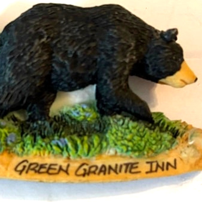 Green Granite Inn NH Black Bear 3D Resin Fridge Magnet White Mountains 2.88x1.75
