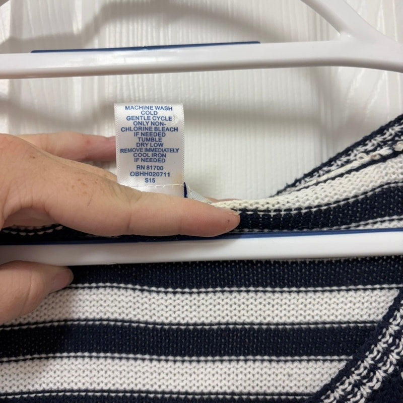 BFA Classics Collections Etc. Navy White Striped Sweater & Fleece Jacket Set L