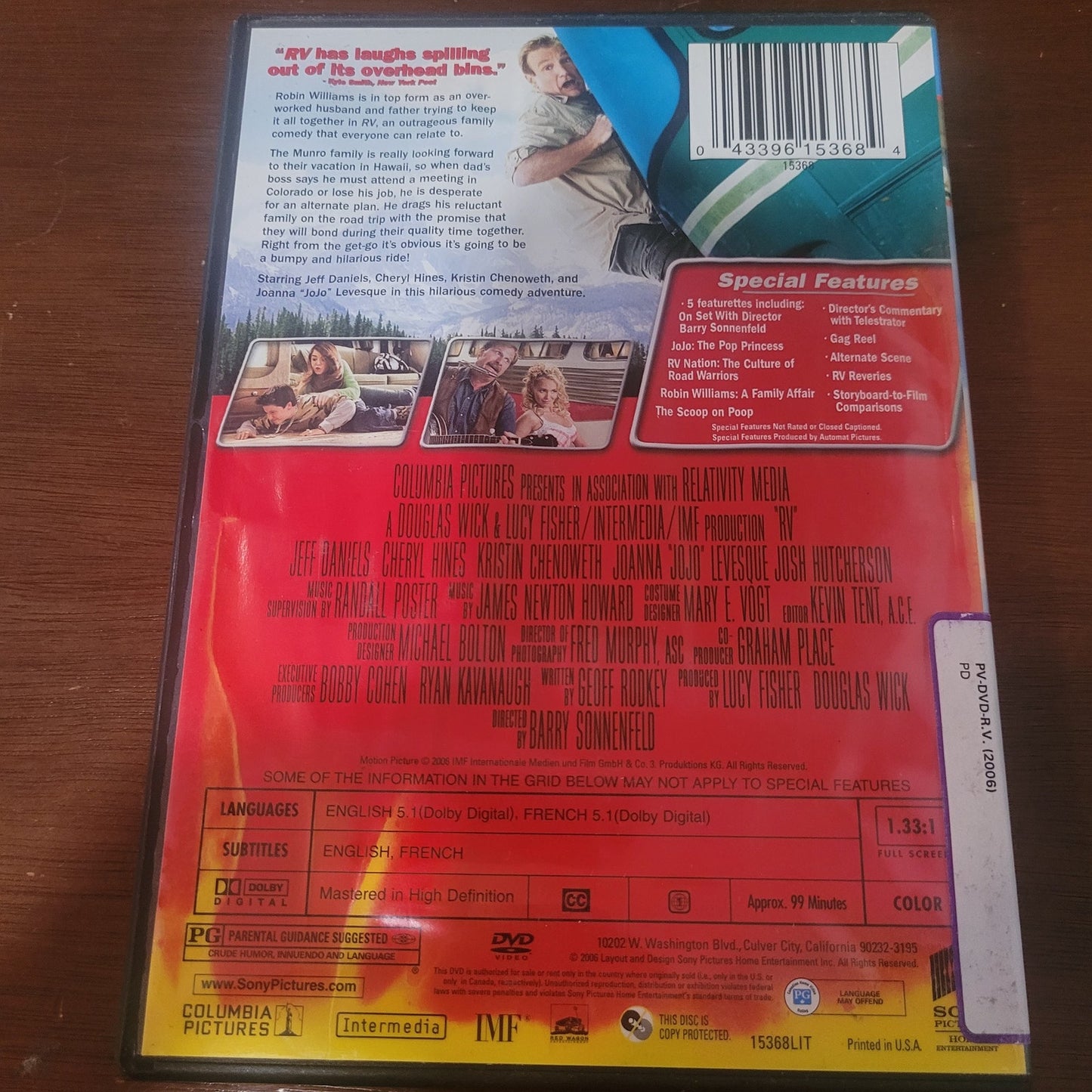 RV DVD Comedy Family Adventure Robin Williams Full Screen C Hines K Chenoweth