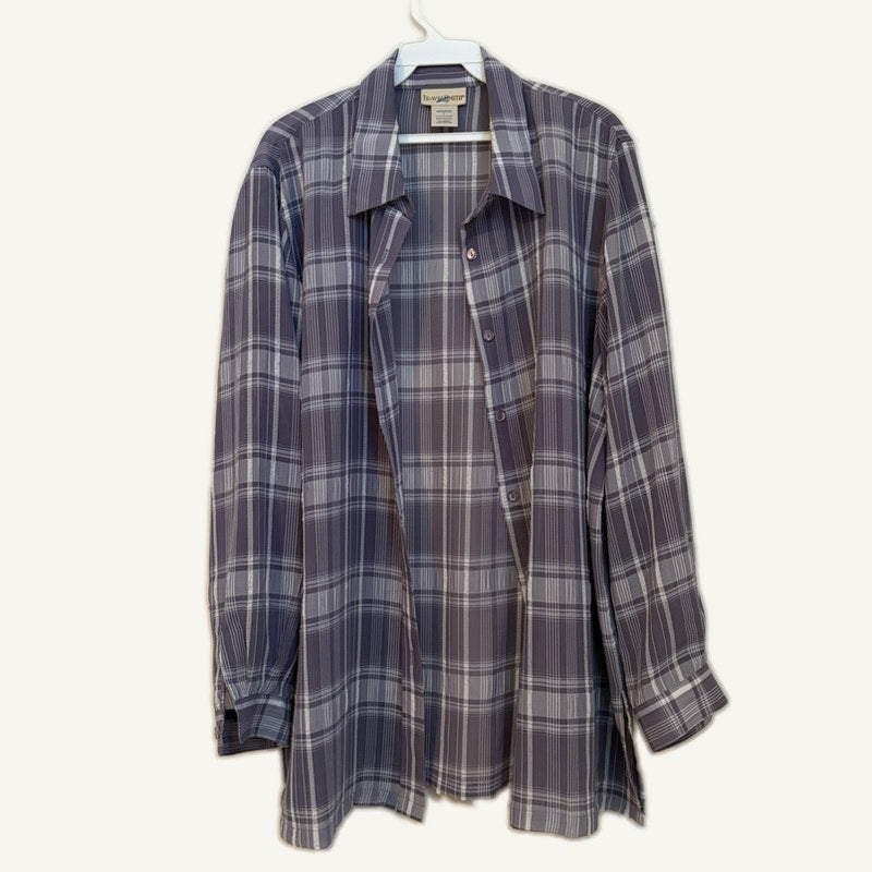 Travel Smith Women's L Purple Plaid Button-Up Top & Tencel Lyocell Pants Set