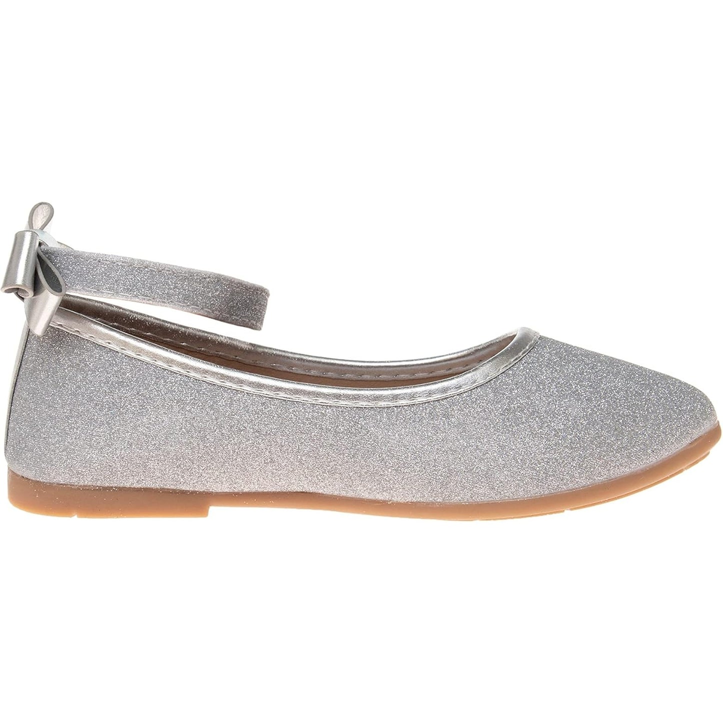 Kensie Girl Girls’ Silver Glitter Ballet Flats – Size 4 Big Kid