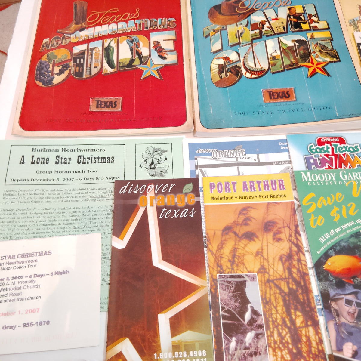 Vintage Texas Ephemera Lot - Travel Brochures, Postcards, Maps, Guides 2006/2007