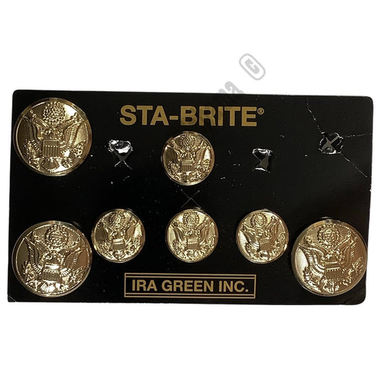 7-PK, Ira Green Inc., Sta-Brite Eagle Seal Buttons w/ Clips, 5/8" (4), 7/8" (3)