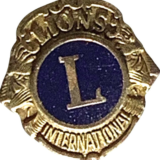 Vintage Lions Club International Gold Tone Lapel Pin, 5/8" x 1/2"