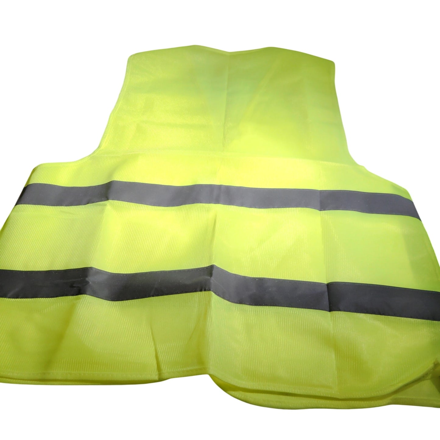 Hi‑Vis Fluorescent Yellow Safety Vest 38" Chest 2 Reflective Stripes Hook‑&‑Loop