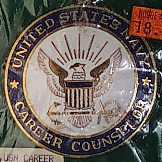 Heavy Vintage Navy Career Counselor Badge Pin, 2"D w/ 3 Clutch Back Pins Support