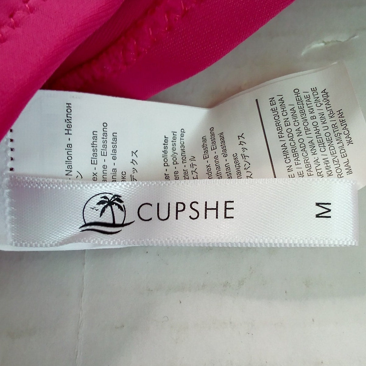 Cupshe Hot Pink Bikini Top Front Tie Bralette Swim Stretch Women’s Medium