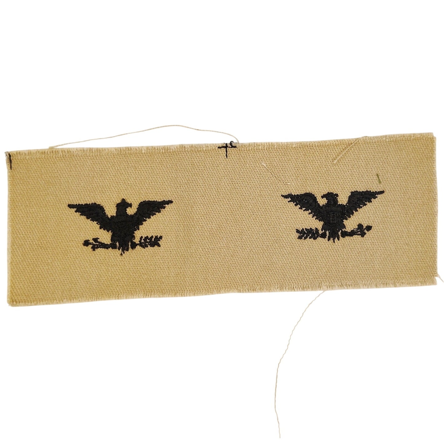 US Military Colonel O‑6 Rank Patch Pair Subdued Tan 2" × 6" Raw‑Edge Vintage