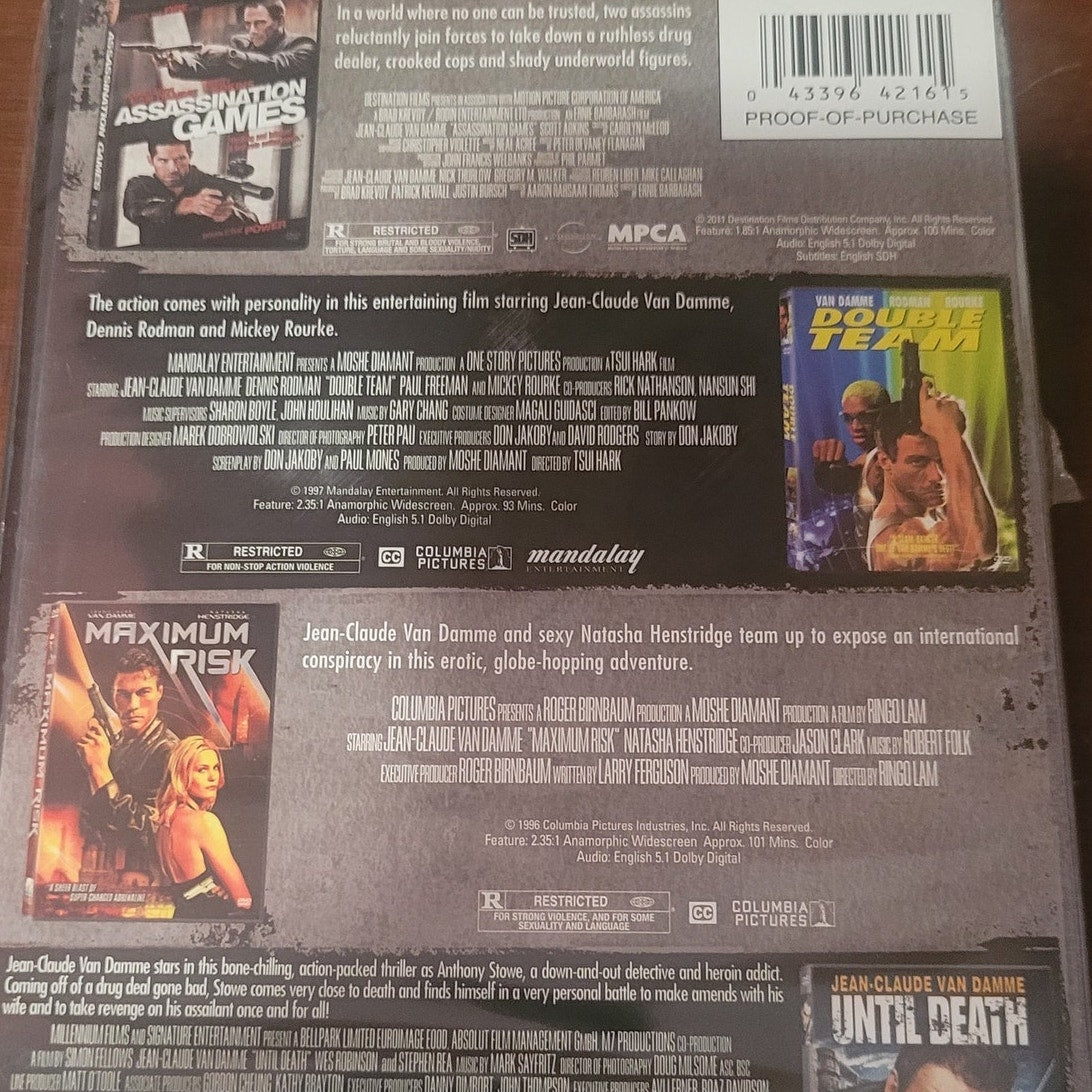 4 Action Films DVD - Assassination Games, Double Team, Maximum Risk, Until Death