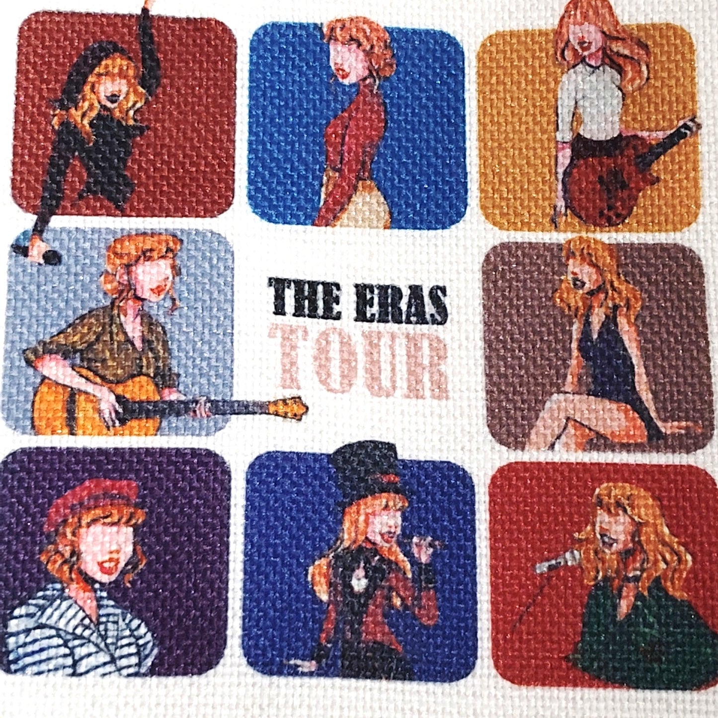 Canvas Eras Tour Style Travel Make‑Up or Pencil Bag 8.5"×6"×2.5" Zipper Pouch