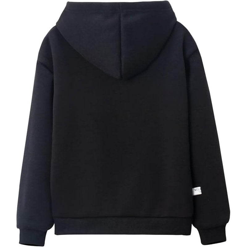 Girl's Black "Hello" L/S Fleece Hoodie Sweatshirt, Size ? (Check Measurements)