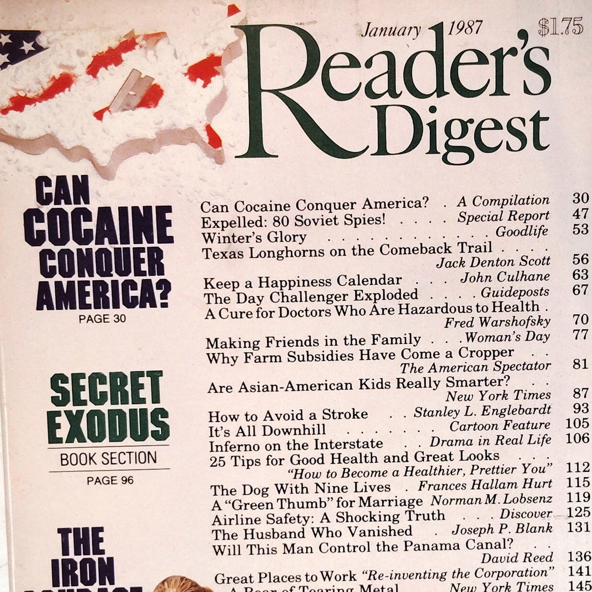 Reader's Digest January 1987 Vintage Magazine - Can Cocaine Conquer America?