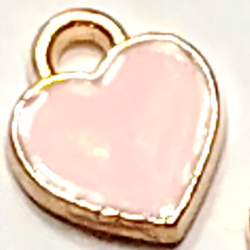 Heart Charms 3‑Pack Gold‑Tone Enamel Pink Red White 1/4" Jewelry Making