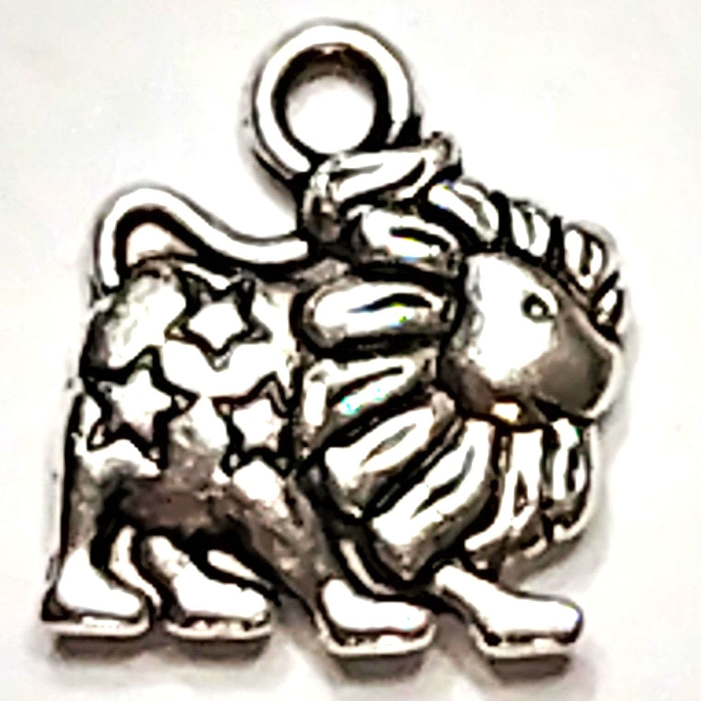 Zodiac Charm Leo July 23 – August 22 Patinated Silver 1/2" Lion Pendant Jewelry
