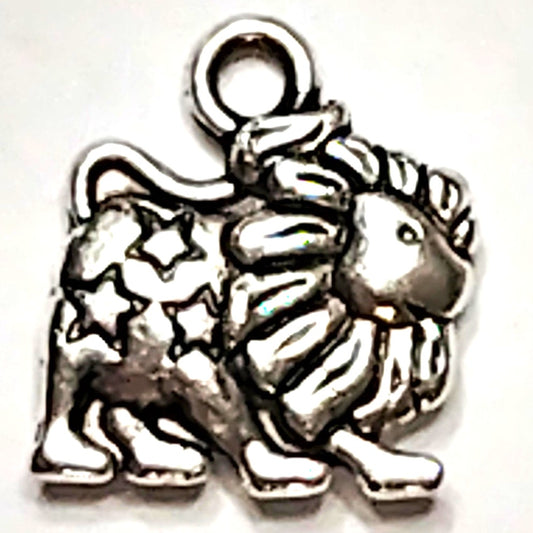 Zodiac Charm Leo July 23 – August 22 Patinated Silver 1/2" Lion Pendant Jewelry
