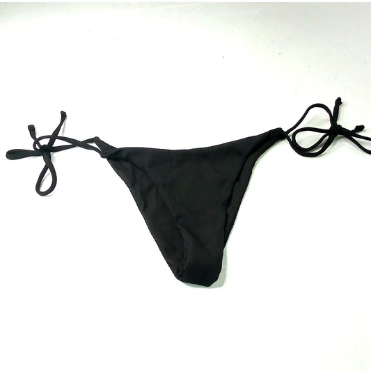 Zaful Black Ribbed Tie Side Bikini Bottoms Women’s Medium Swimwear NWOT