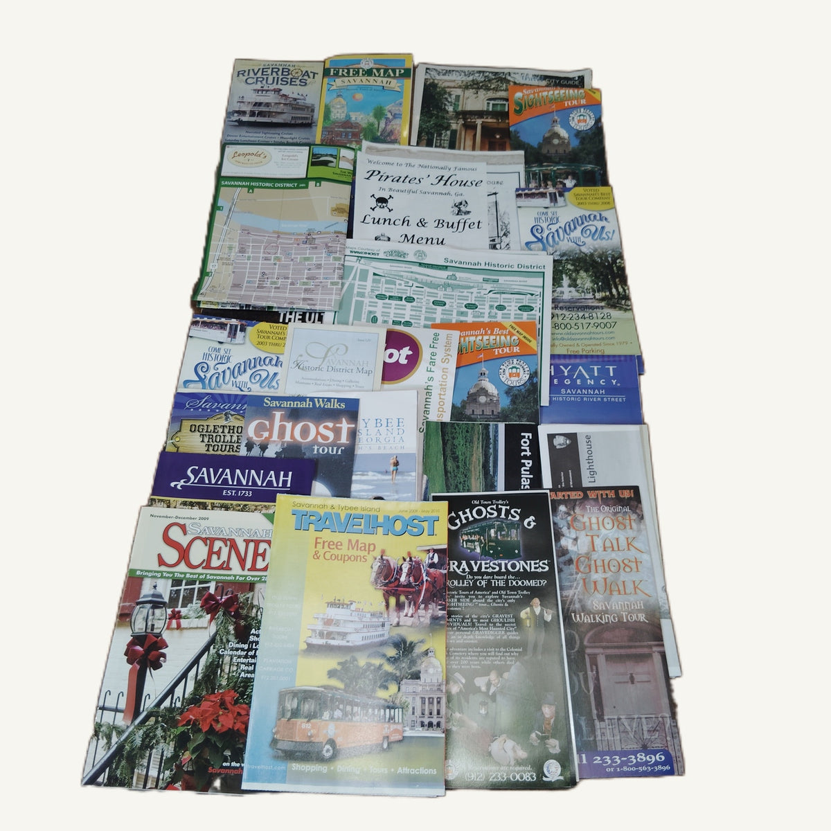 Savannah Tybee Island 2009 Travel Ephemera Lot - Maps, Brochures, Menus