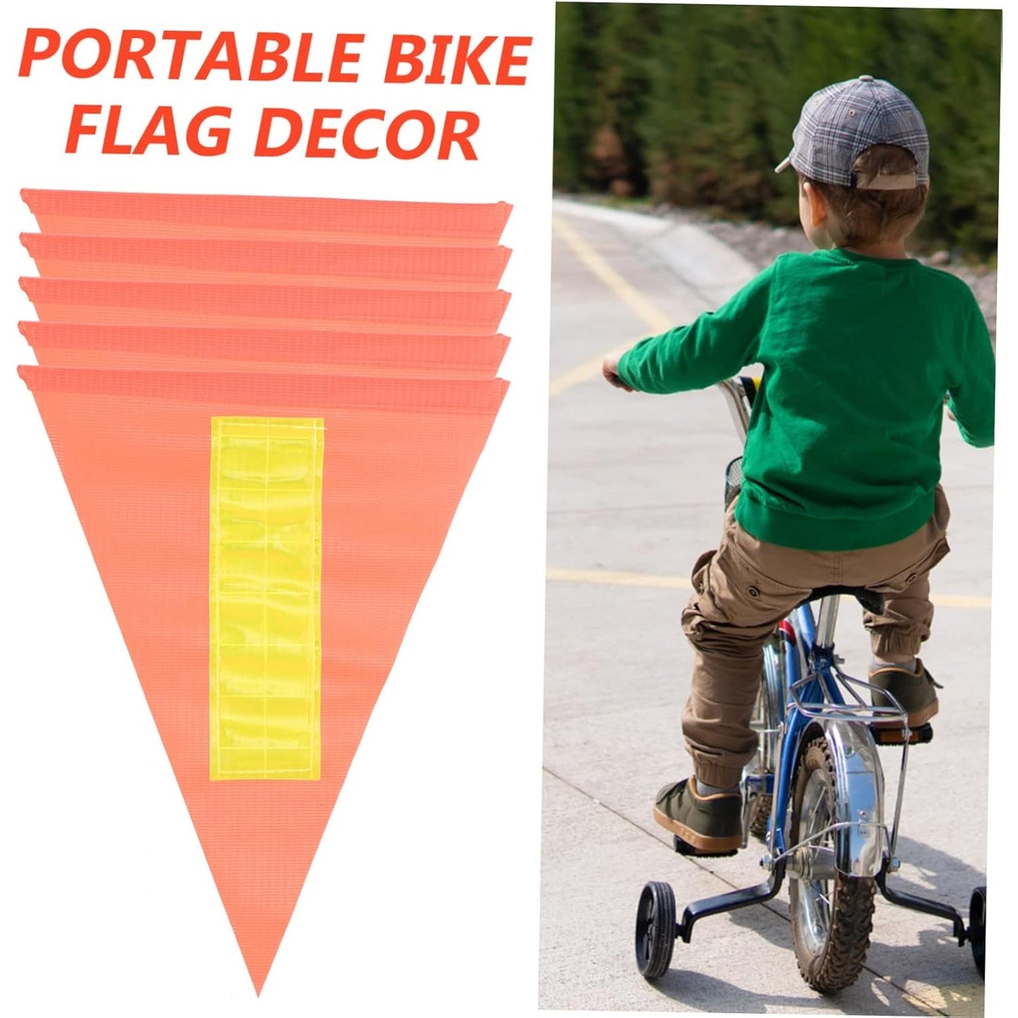 5‑Pack Reflective Safety Flags – High‑Visibility Orange Bike Trailer Warning Flags