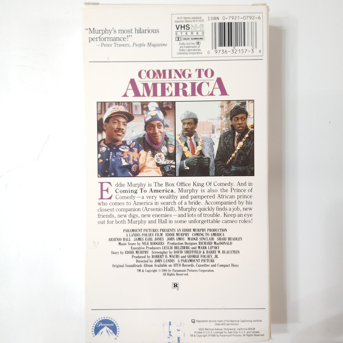 Coming to America VHS 1988 Eddie Murphy Arsenio Hall Comedy John Landis