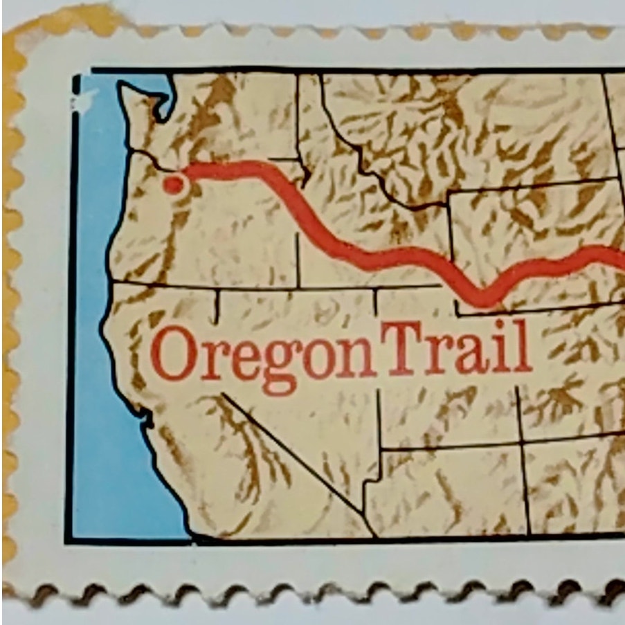 1993 USA 29c Oregon Trail Map Stamp on Manilla Envelope Piece - Unused