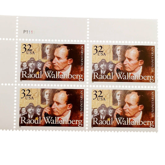Block of 4 – 1997 USA 32¢ Raoul Wallenberg MNH Scott 3135 Plate Block