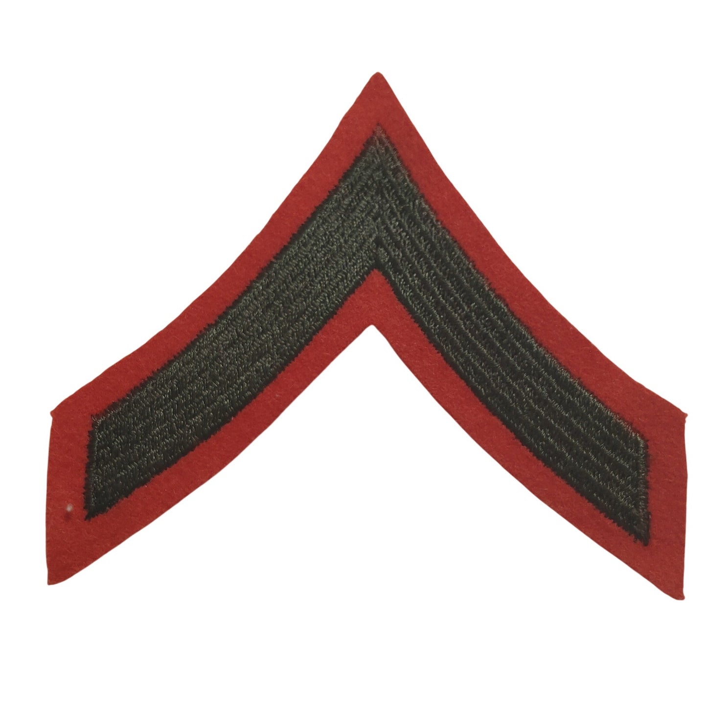 USMC PFC E‑2 Chevron Patch – Gold on Red Dress Blue – 3‑5/8" × 3‑1/4"