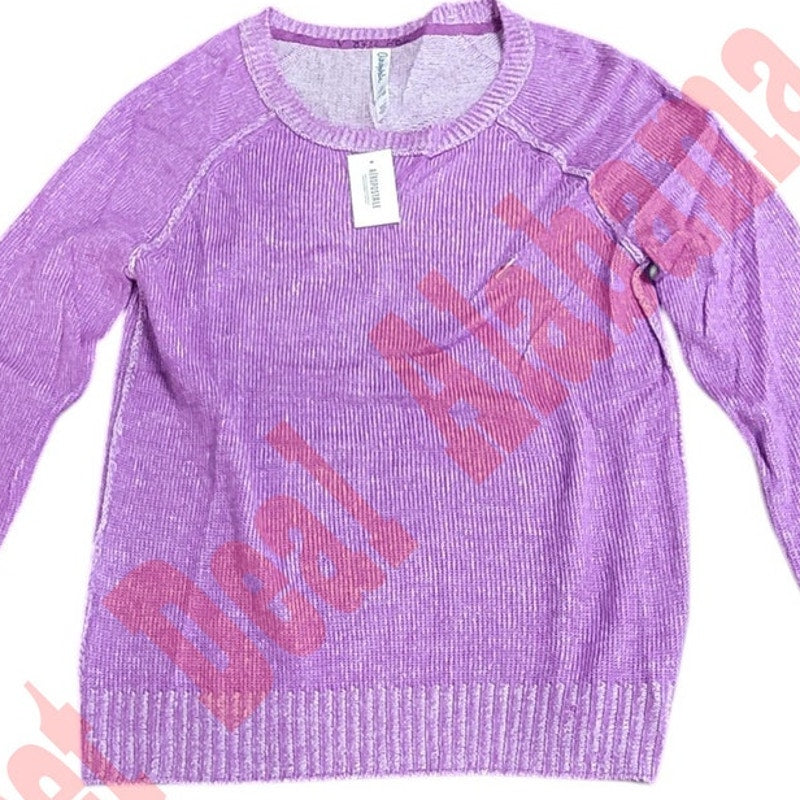 AEROPOSTALE Women's L/S Raglan Crew Knit Sweater, Purple, Small/Petite