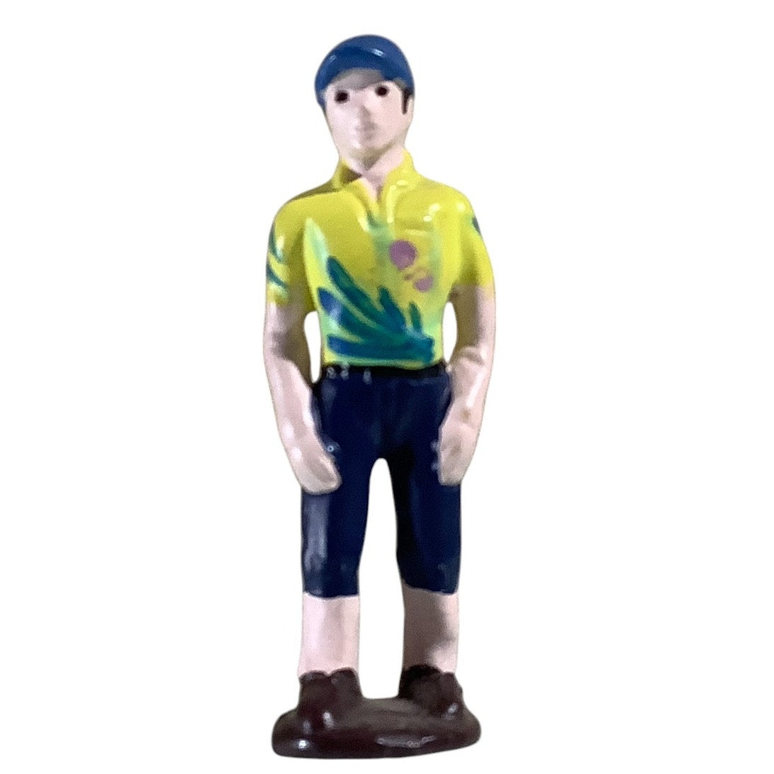 Vintage Miniature Rubber Man in Sports Outfit Figurine 1-3/8"H x 1/2"W