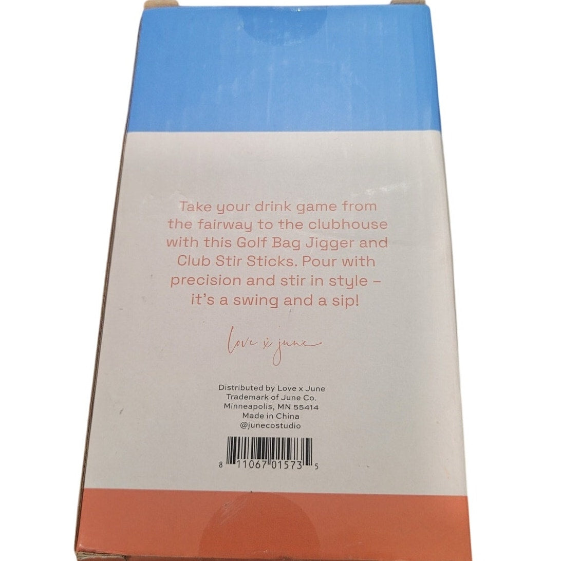 Love X June Par-Tee Time Golf Cocktail Stir Swizzle Sticks & Holder Set