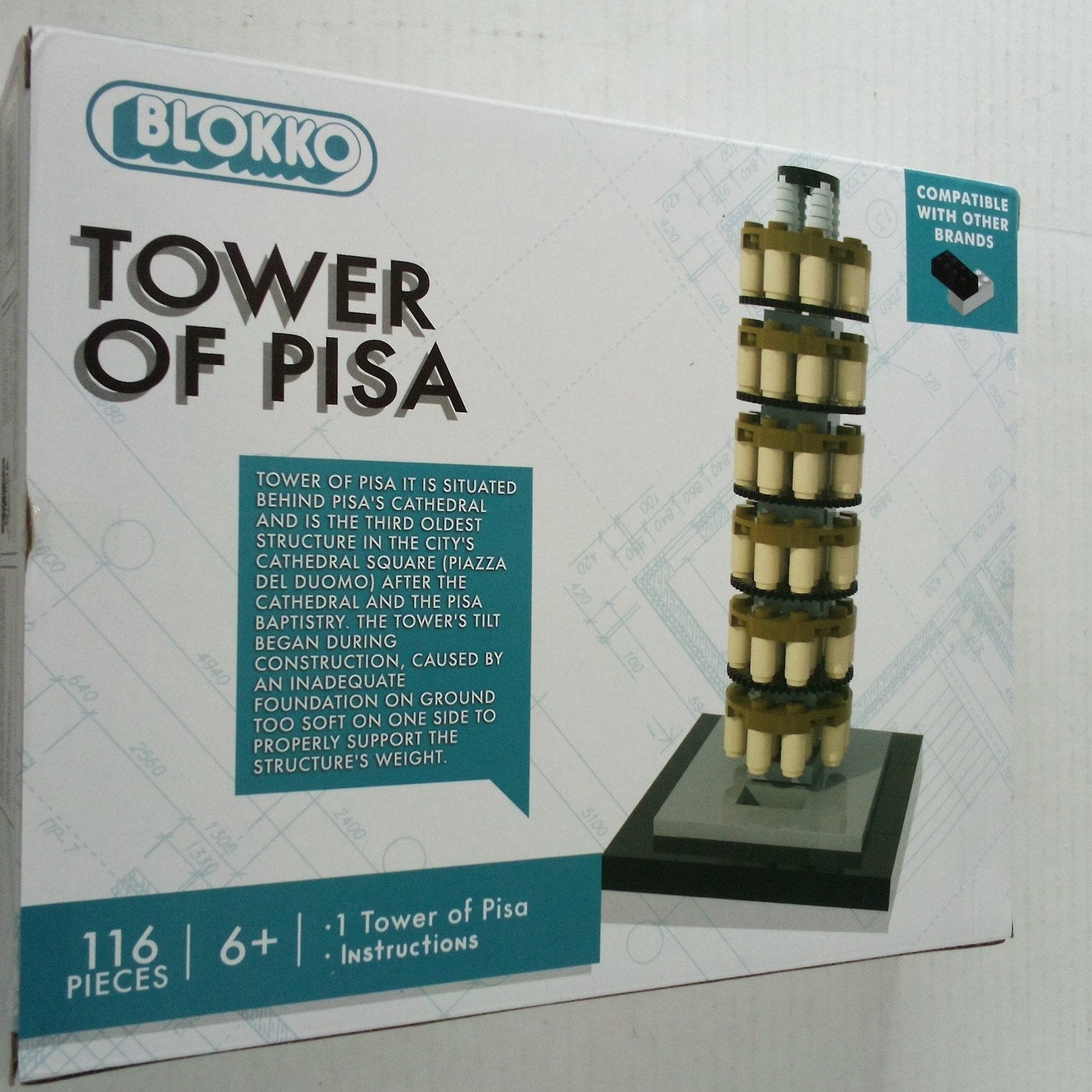 Blokko Tower of Pisa 3D Block Building Puzzle – 116 Pieces – Ages 6+