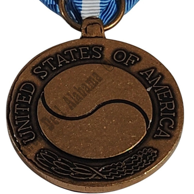 Korean Service Medal w/ Pinback, 1-1/4"D x 2-7/8"H Overall