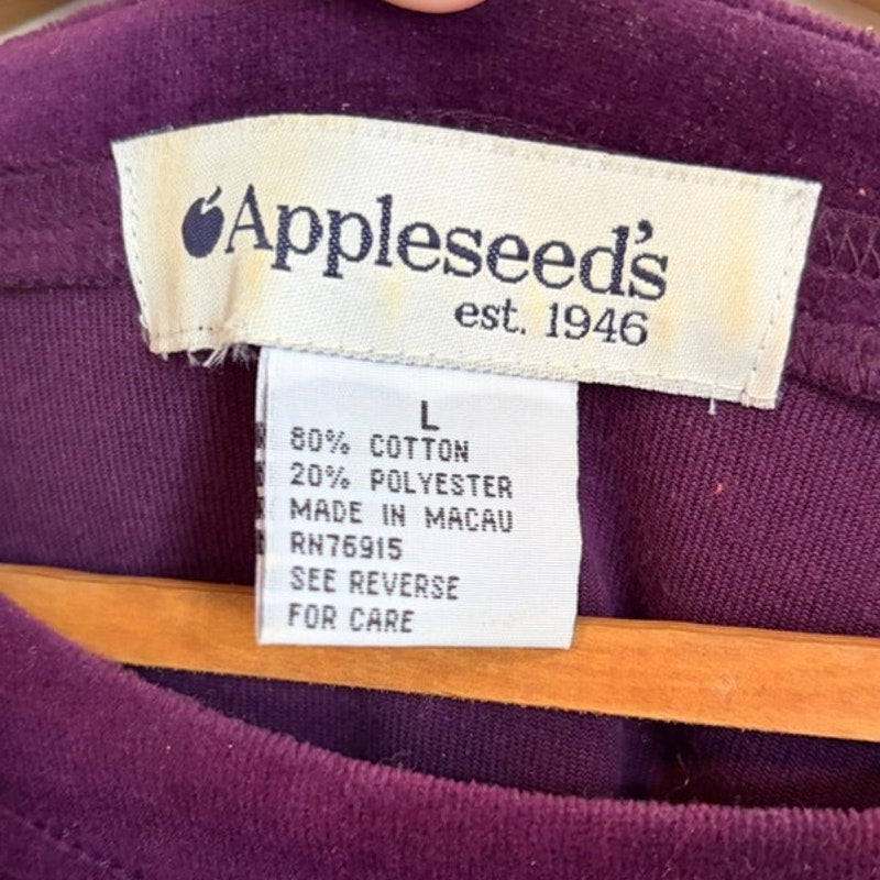 Appleseed's Women's 2-Piece Wine Velour Sweat Set Top & Pants L Purple