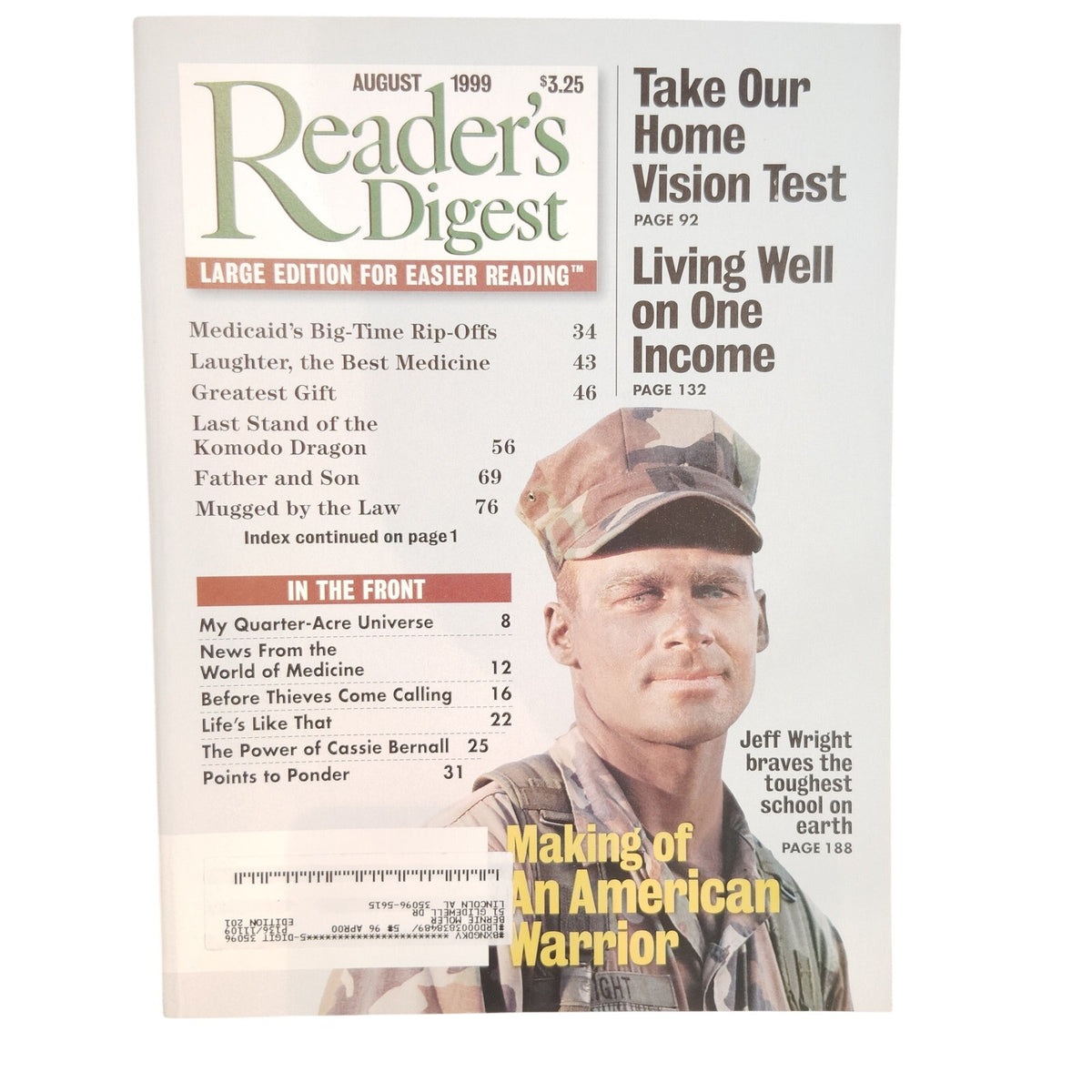 Reader's Digest August 1999 Large Edition Making of An American Warrior