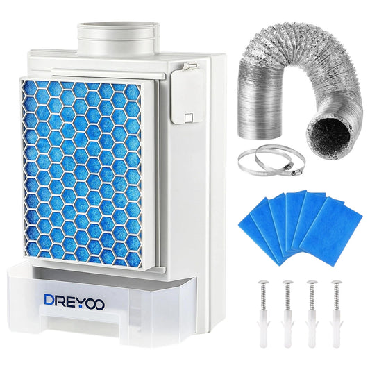Dreyoo Indoor Dryer Vent Kit Blue - 3-in-1 System w/ Hose & Filters - MPN Dreyoo-Vent Kit-0894