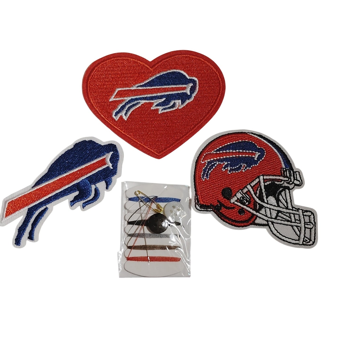 Buffalo Bills Sew‑On or Iron‑On Patch Set w/ Needle & Thread Kit NFL