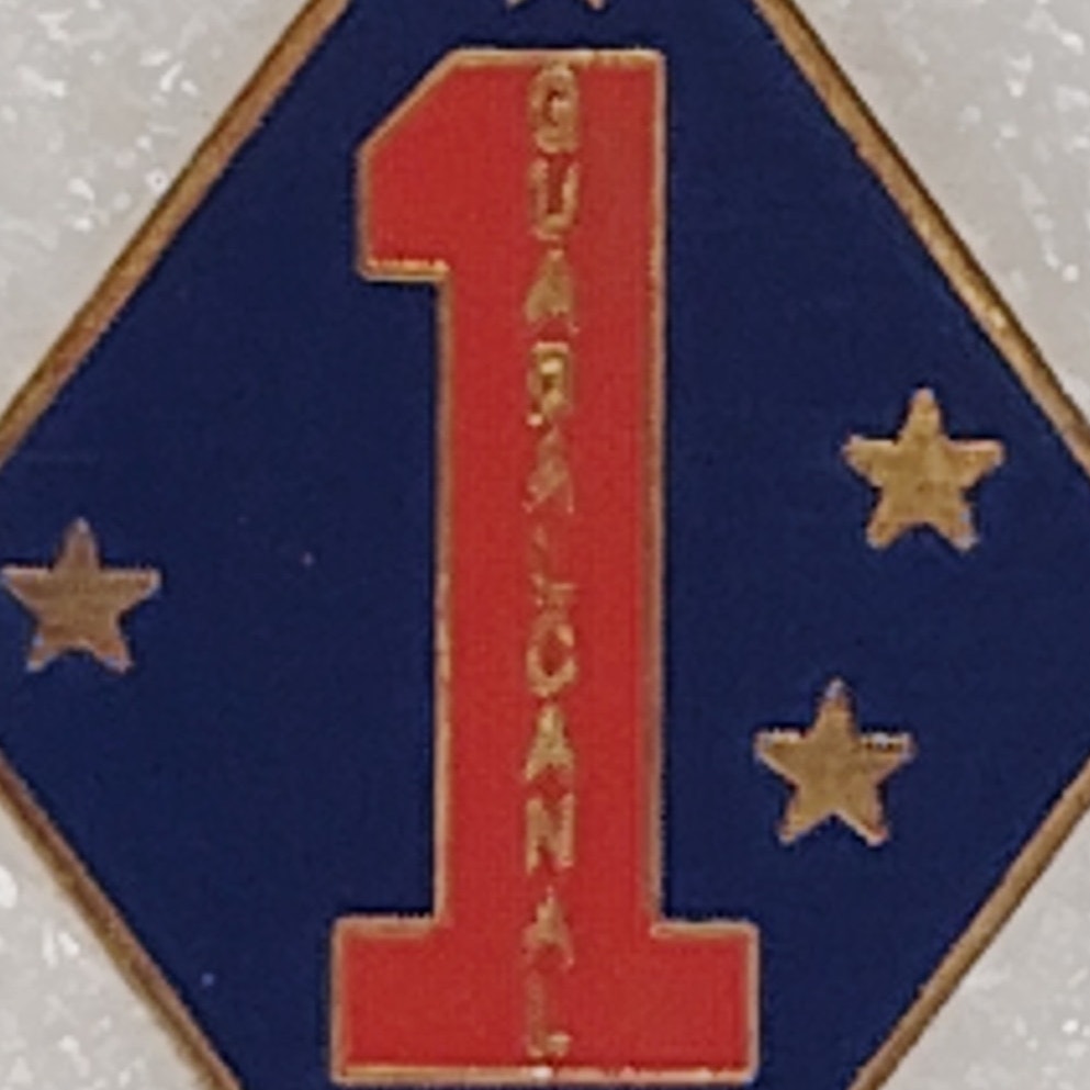 1st Marine Division Guadalcanal Novelty Hat/Lapel/Brooch Pin, Enamel Metal