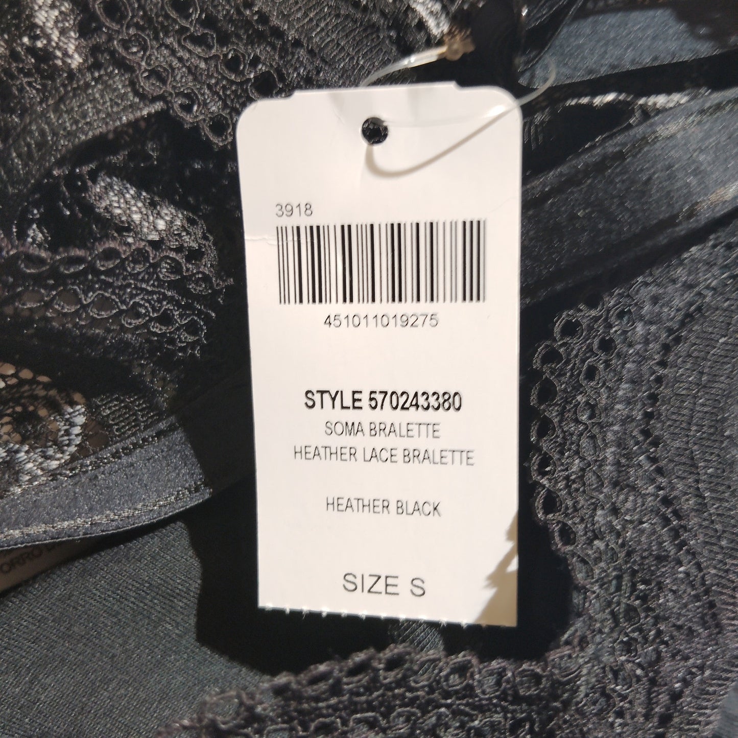 Soma Heather Lace Wirefree Bralette – Heather Black – Small – Women’s