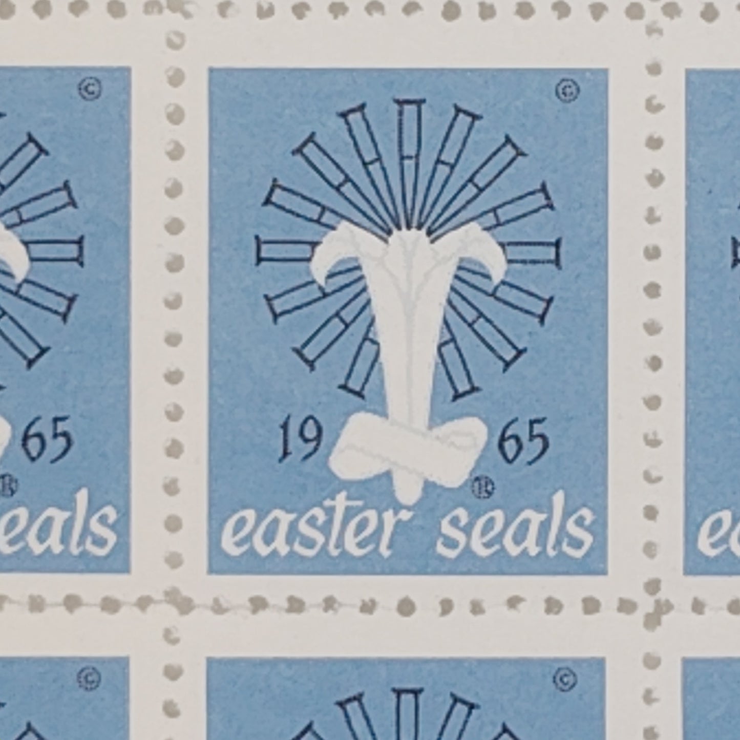 1965 Easter Seal – Lot of 35 – Cinderella Fundraising Labels – White Lily Design