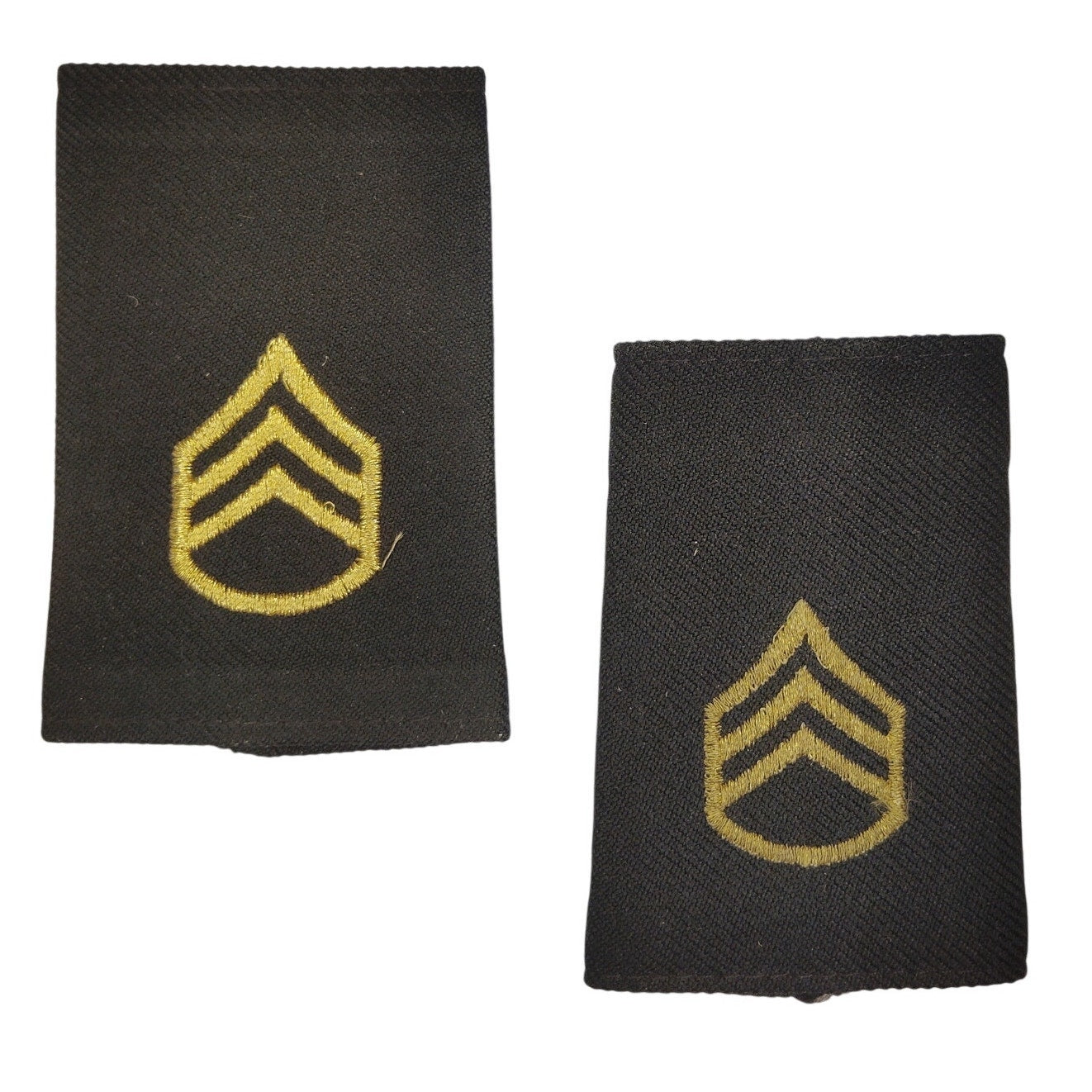 US Army Staff Sergeant E‑6 Shoulder Marks Gold on Black Small (Female) Pair