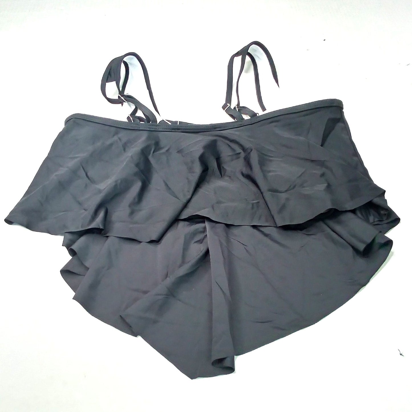 Marinavida Black Flounce Tankini Swim Top Women’s Medium Layered Ruffle NWT