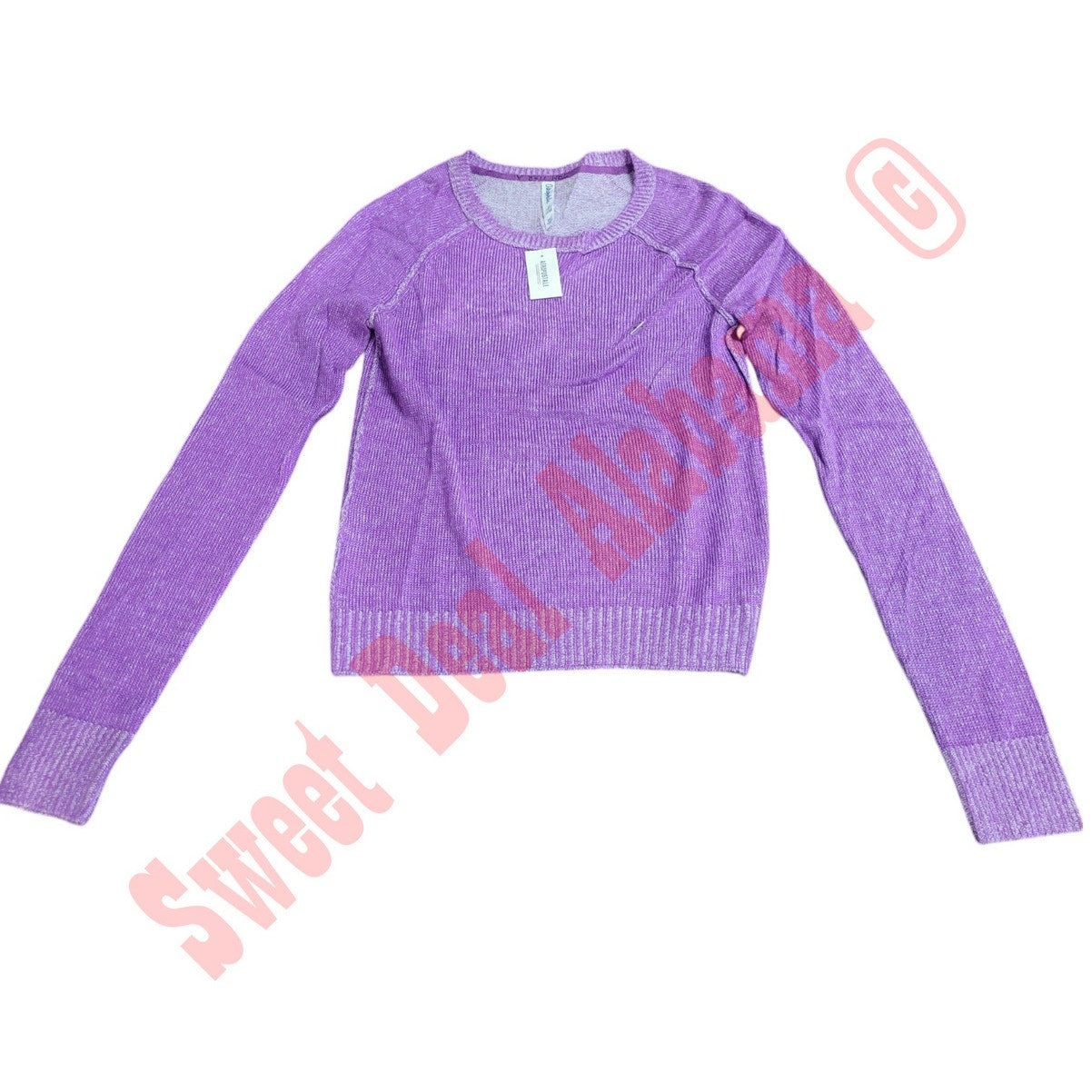 AEROPOSTALE Women's L/S Raglan Crew Knit Sweater, Purple, Small/Petite