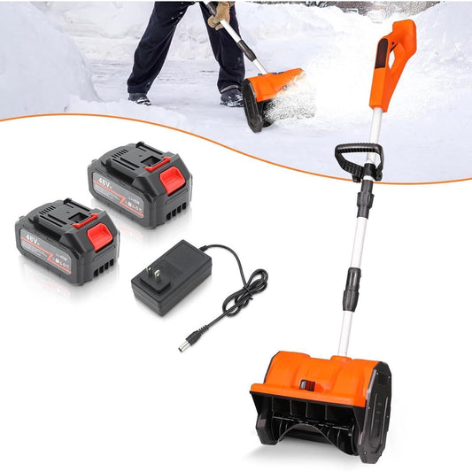 Cordless Snow Shovel 48V 600W with 2 Batteries – 12" Clearing Width