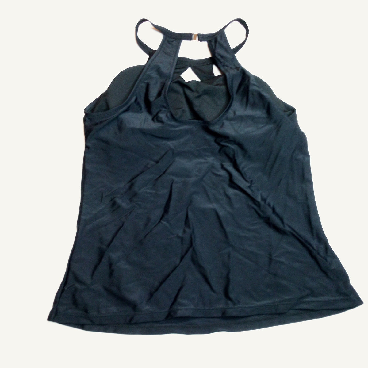Black Halter Bikini Top with Padded Cups - Size L - Polyester/Spandex Blend