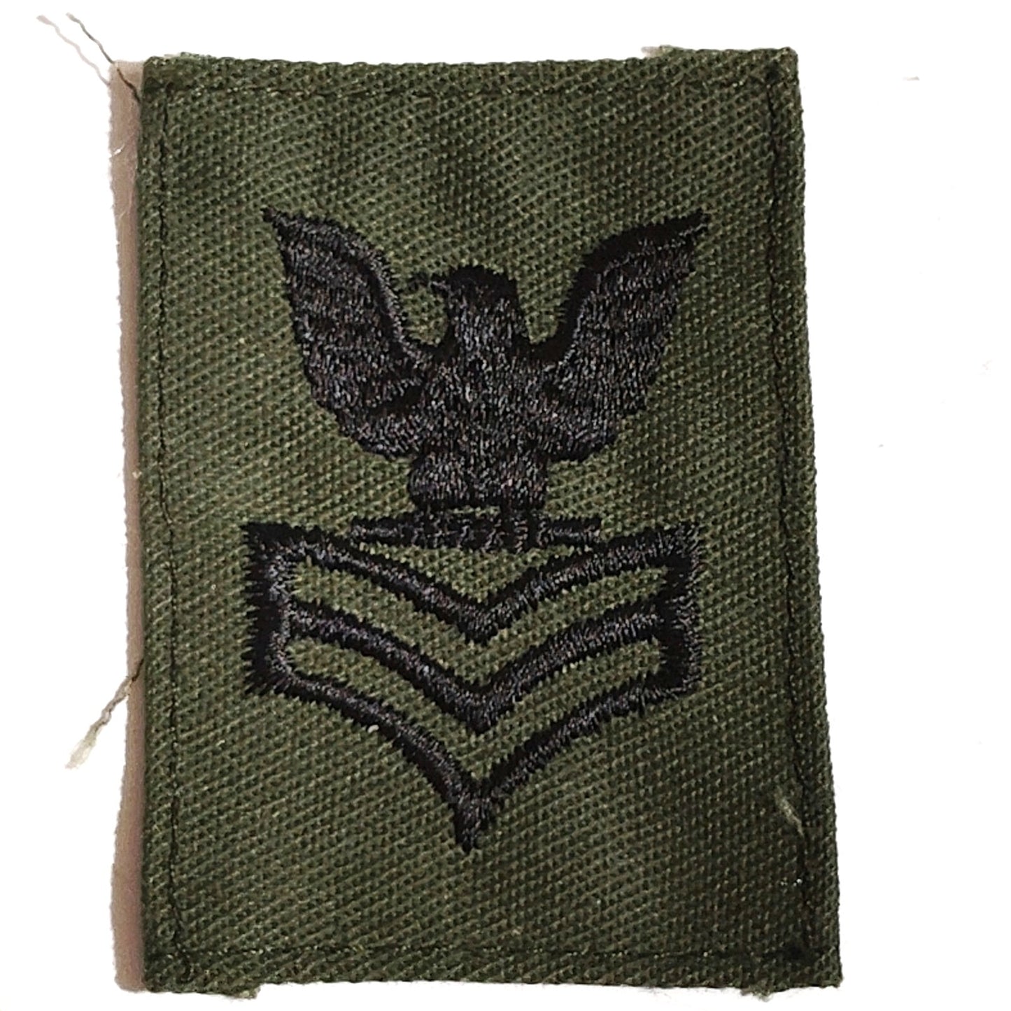 VTG US Navy PO1 Petty Officer First Class E‑6 Patch ODG Black TE 2‑3/8" × 1‑3/4"
