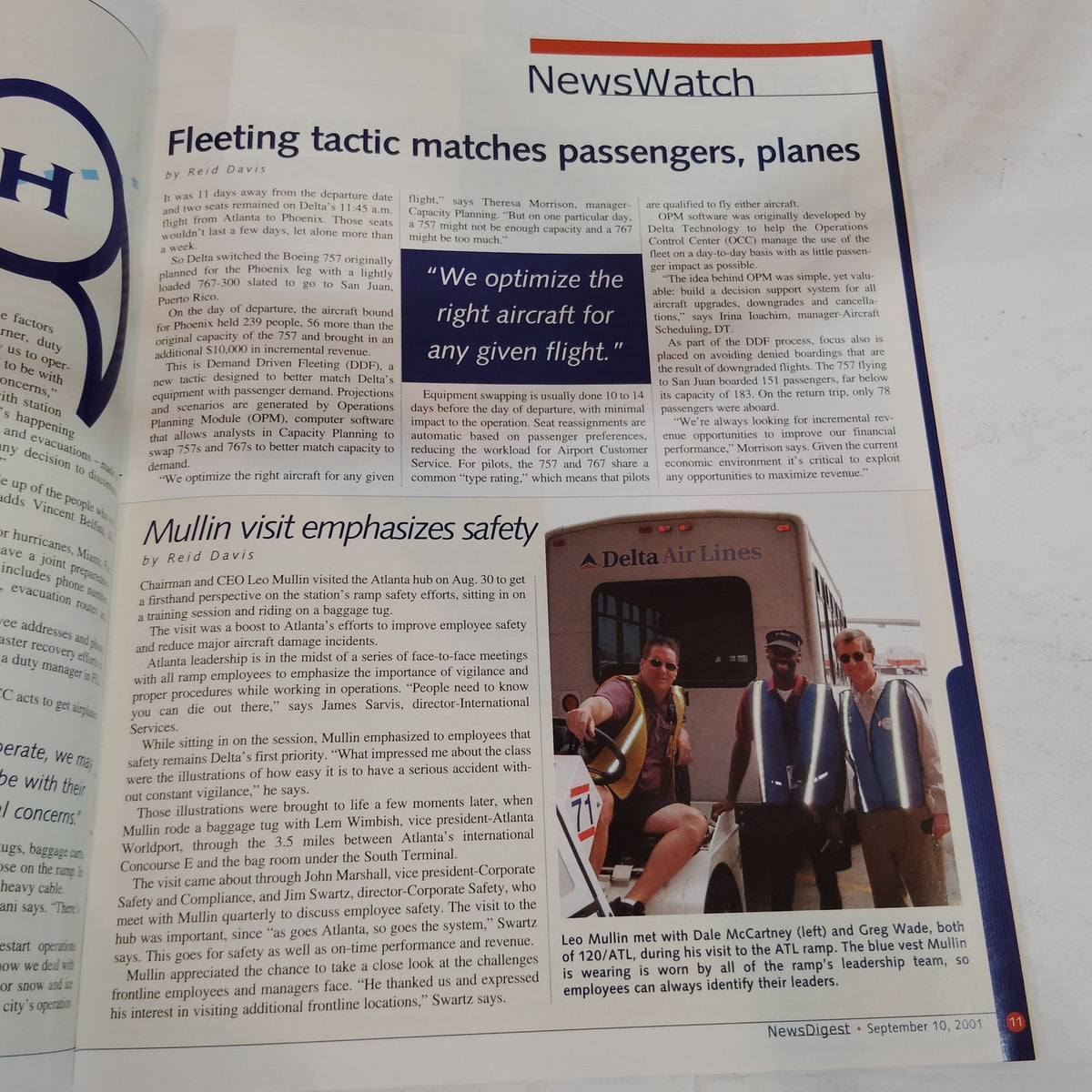 Delta News Digest - September 10, 2001 - Ergonomics At Work Magazine