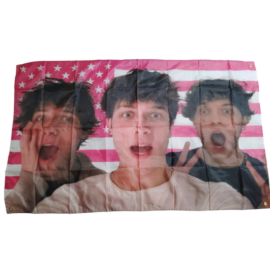 Sturniolo Triplets American Flag Tapestry Banner – 3x5 ft Novelty Wall Decor with Brass Grommets
