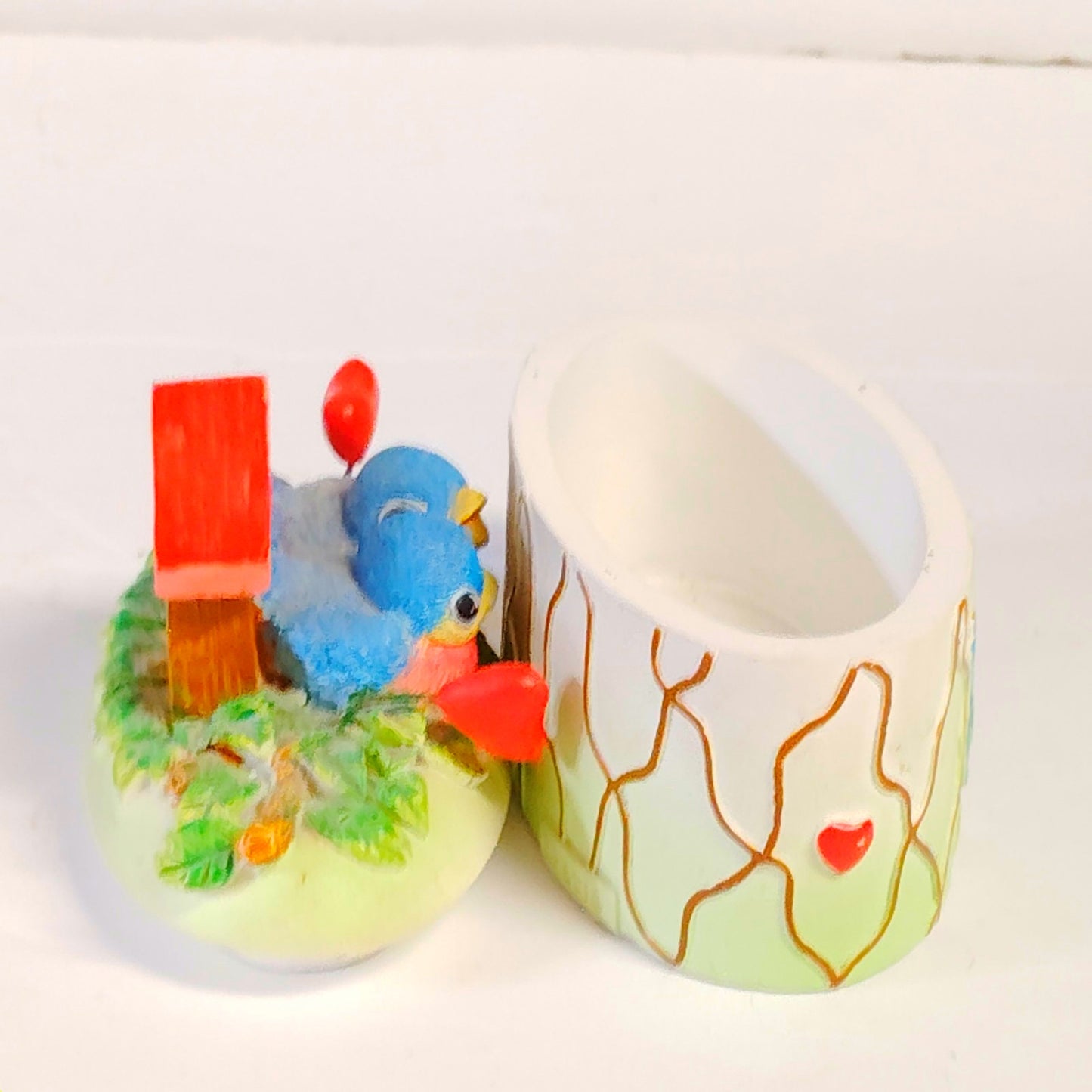 VTG Love Birds Trinket Box “Love Is Best When It’s Shared” 2‑Piece Figurine