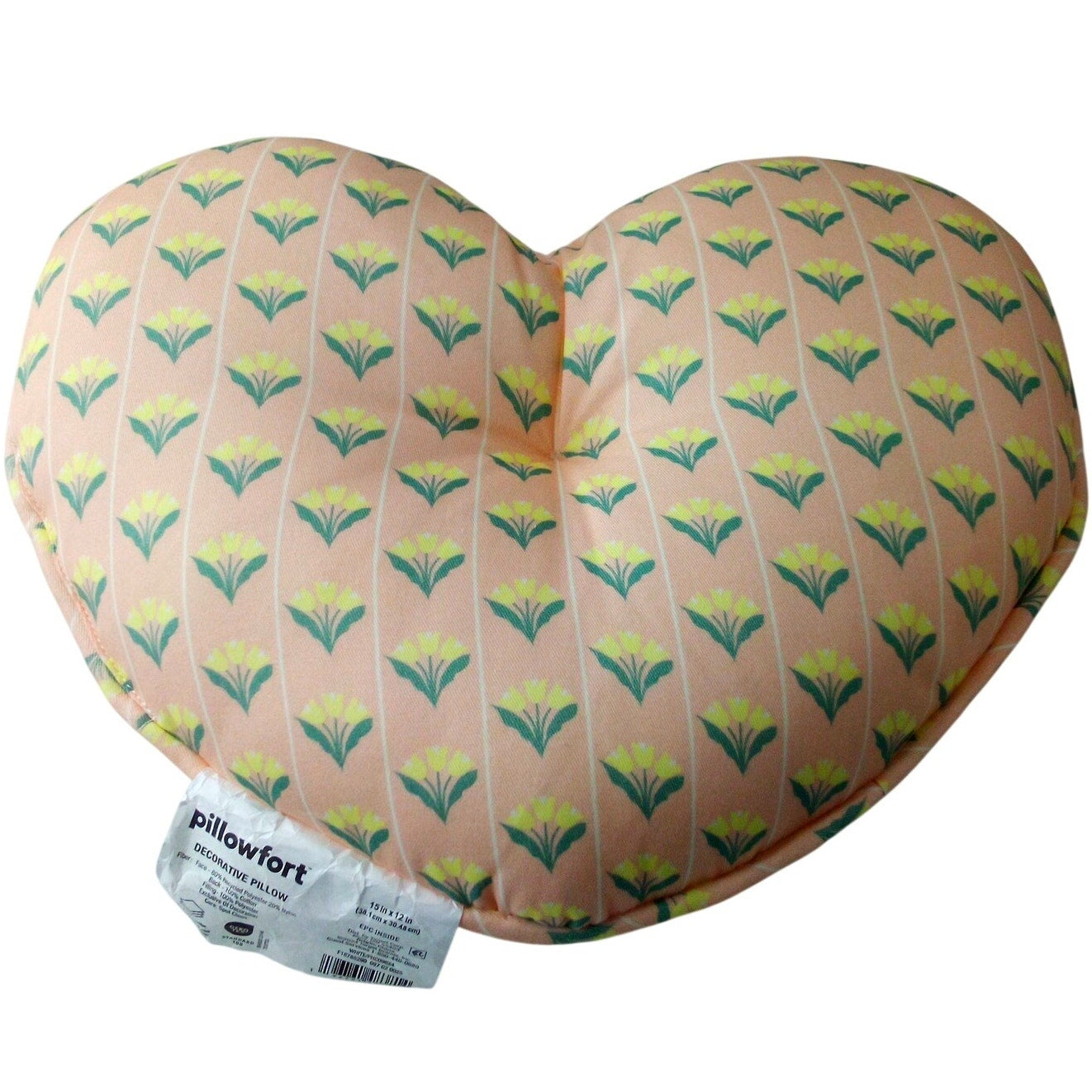 Pillowfort Heart Reversible Mini Decorative Pillow – White/Floral, 15" × 12"