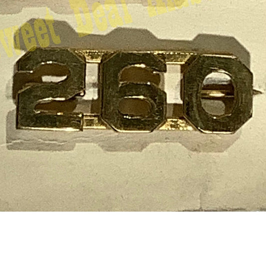 Early/Mid 1900s Brass C-Clasp Number "260" Collar Device 3/8"H Hat / Lapel Pin