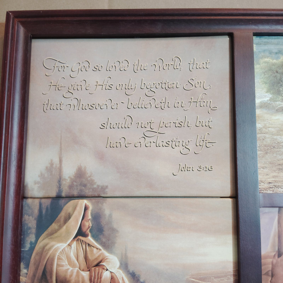 Bradford Exchange Greg Olsen 4-Plate Framed Set "For God So Loved the World"